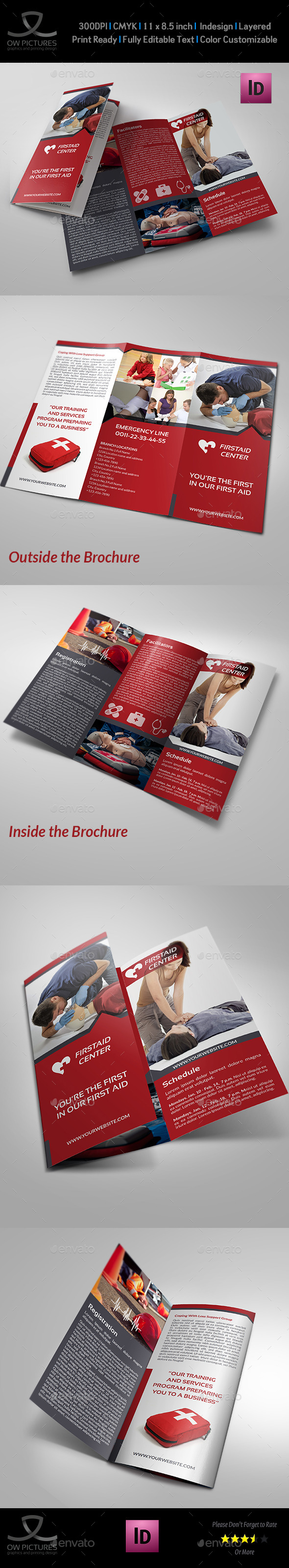 First Aid Training TriFold Brochure Template by OWPictures GraphicRiver